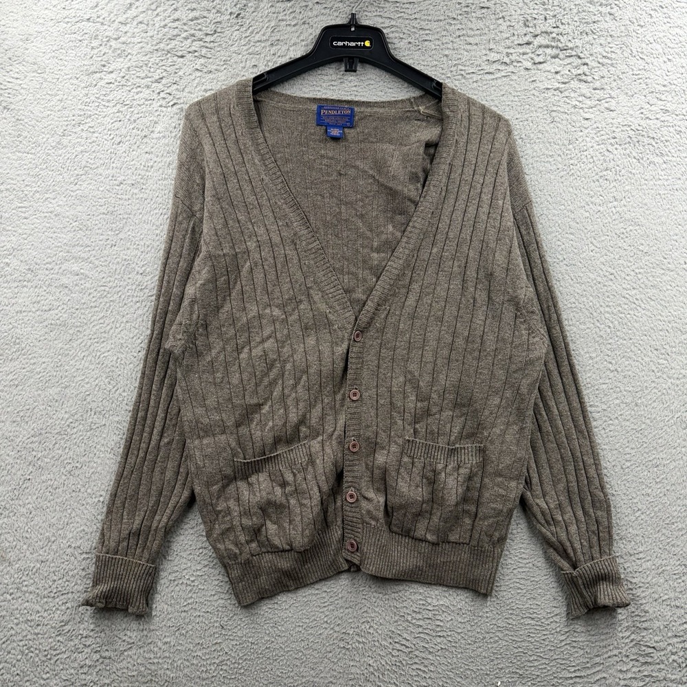 Vintage Y2K Pendleton Men's Heather Brown Shetland Wool Cardigan Sweater Sz L